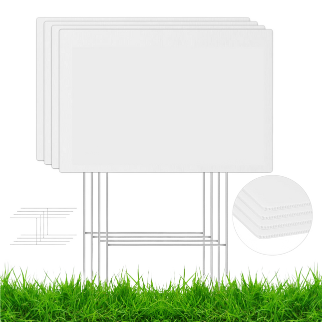 4Pcs Blank Yard Signs with H Stakes - 4pcs.