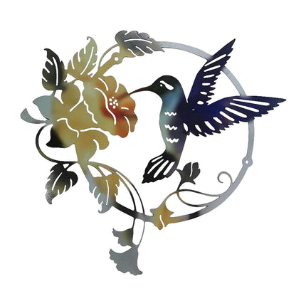Metal Bird Wall Art Decor Hummingbird - Yellow.