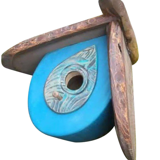 Creative Leaf Shape Bird House Beautiful Bright-colored Wood Bird Nest for Garden-Blue.