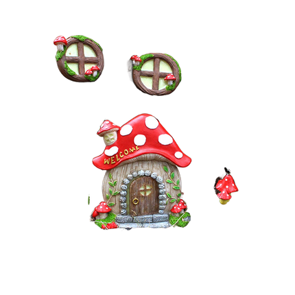 Mushroom House Door Luminous Garden Ornament - Multicolor.