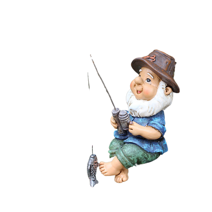 Lovely Fishing Man Shape Statue Decor Adorable Handmade Resin Statue Model for Garden-Fishing.
