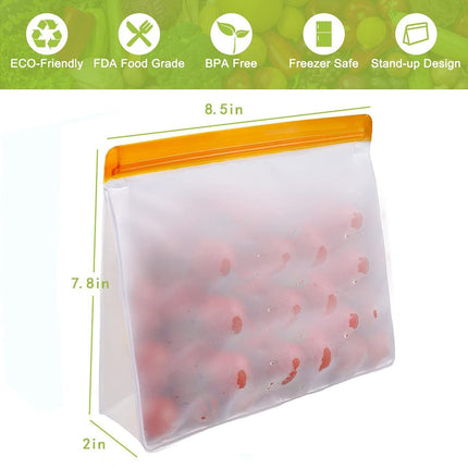 Reusable Storage Bags - Leakproof - 5 Pack Gallon Bags.