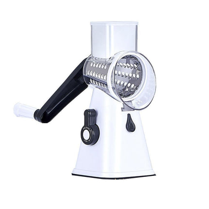 Kitchen Multifunction Vegetable Food Slicer Manual Rotary Drum Grater Chopper WHITE.