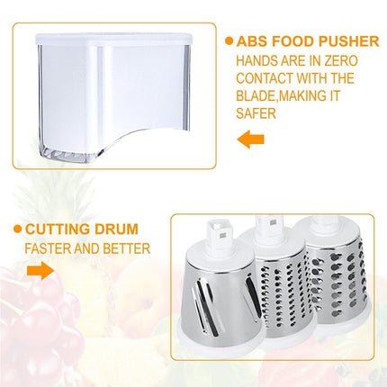 Kitchen Multifunction Vegetable Food Slicer Manual Rotary Drum Grater Chopper WHITE.