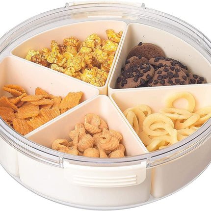 White Round Plastic Tray - Divided Serving - Food Storage.
