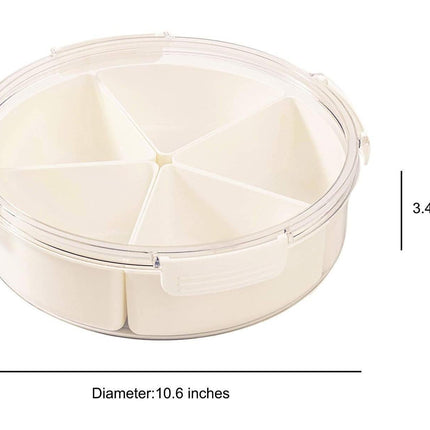 White Round Plastic Tray - Divided Serving - Food Storage.