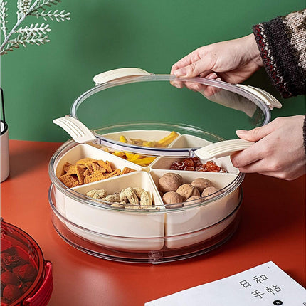 White Round Plastic Tray - Divided Serving - Food Storage.