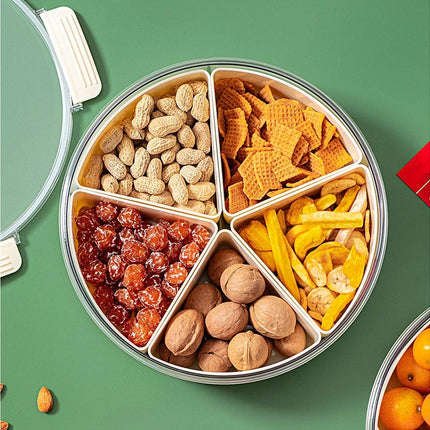 White Round Plastic Tray - Divided Serving - Food Storage.