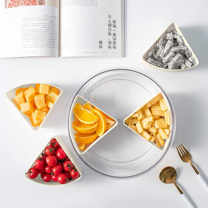 White Round Plastic Tray - Divided Serving - Food Storage.