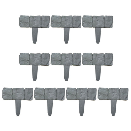 10pcs Garden Edging Border Faux Stone - Grey.