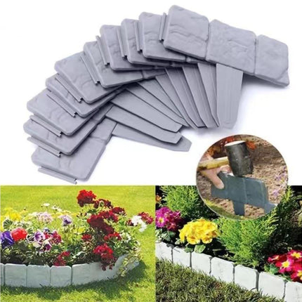 10pcs Garden Edging Border Faux Stone - Grey.