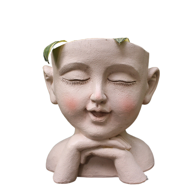 Face Flower Pot with Drainage Resin Succulent Cactus Plant Face Planter Garden Supplies-Multicolor.