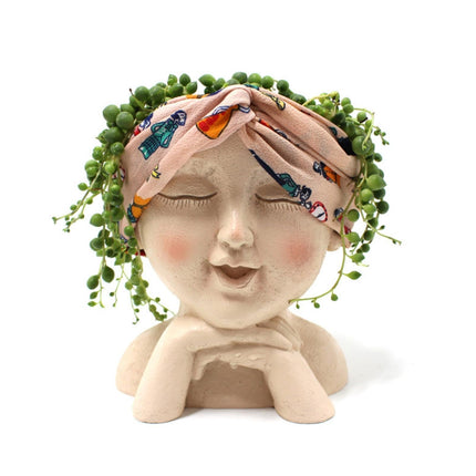 Face Flower Pot with Drainage Resin Succulent Cactus Plant Face Planter Garden Supplies-Multicolor.