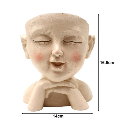 Face Flower Pot with Drainage Resin Succulent Cactus Plant Face Planter Garden Supplies-Multicolor.