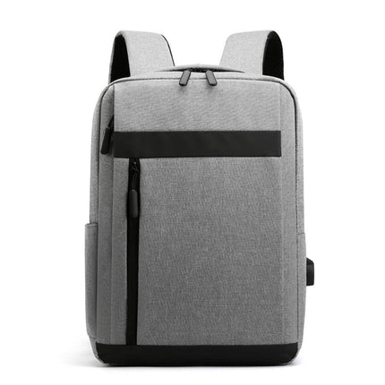 Unisex Backpack Adjustable Shoulder Straps Multilayer Multifunction USB Charging Port Casual Rucksack for Outdoor - Light Grey.