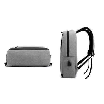 Unisex Backpack Adjustable Shoulder Straps Multilayer Multifunction USB Charging Port Casual Rucksack for Outdoor - Light Grey.