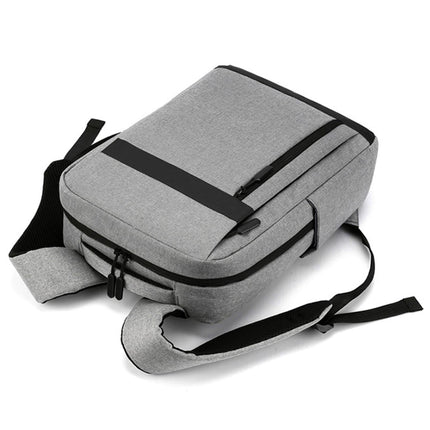 Unisex Backpack Adjustable Shoulder Straps Multilayer Multifunction USB Charging Port Casual Rucksack for Outdoor - Light Grey.
