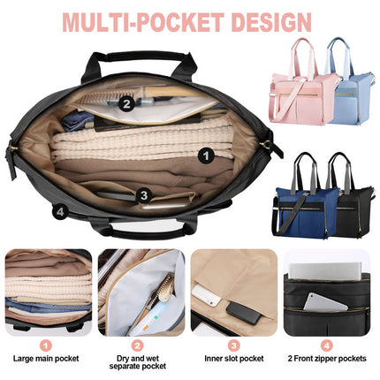 Travel Bag - Women's Travel Bag - Sports & Fitness Bag - Yoga Bag - Sports Bag - Carry-On Luggage - Waterproof & Durable - 40x21x34 cm - Dry/Wet Separation Luggage - Weekend Bag - black.