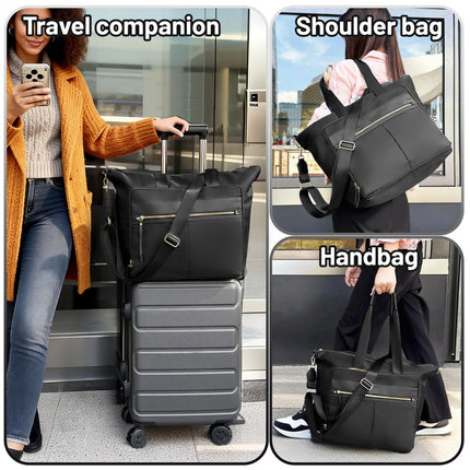 Travel Bag - Women's Travel Bag - Sports & Fitness Bag - Yoga Bag - Sports Bag - Carry-On Luggage - Waterproof & Durable - 40x21x34 cm - Dry/Wet Separation Luggage - Weekend Bag - black.