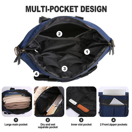 Travel Bag - Women's Travel Bag - Sports & Fitness Bag - Yoga Bag - Sports Bag - Carry-On Luggage - Waterproof & Durable - 40x21x34 cm - Dry/Wet Separation Luggage - Weekend Bag - Dark blue.