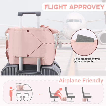 Travel Bag - Women's Travel Bag - Sports & Fitness Bag - Yoga Bag - Sports Bag - Carry-On Luggage - Waterproof & Durable - 40x21x34 cm - Dry/Wet Separation Luggage - Weekend Bag - Pink.