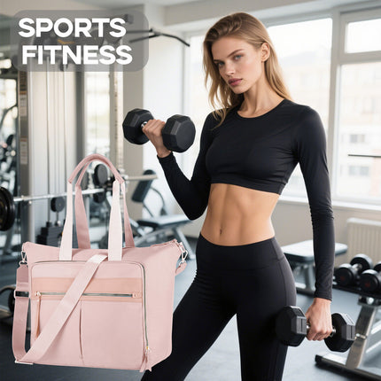Travel Bag - Women's Travel Bag - Sports & Fitness Bag - Yoga Bag - Sports Bag - Carry-On Luggage - Waterproof & Durable - 40x21x34 cm - Dry/Wet Separation Luggage - Weekend Bag - Pink.