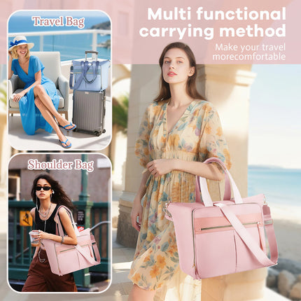Travel Bag - Women's Travel Bag - Sports & Fitness Bag - Yoga Bag - Sports Bag - Carry-On Luggage - Waterproof & Durable - 40x21x34 cm - Dry/Wet Separation Luggage - Weekend Bag - Pink.