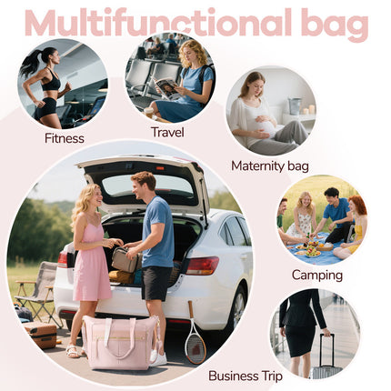 Travel Bag - Women's Travel Bag - Sports & Fitness Bag - Yoga Bag - Sports Bag - Carry-On Luggage - Waterproof & Durable - 40x21x34 cm - Dry/Wet Separation Luggage - Weekend Bag - Pink.