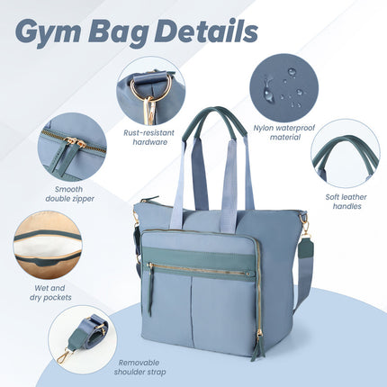 Travel Bag - Women's Travel Bag - Sports & Fitness Bag - Yoga Bag - Sports Bag - Carry-On Luggage - Waterproof & Durable - 40x21x34 cm - Dry/Wet Separation Luggage - Weekend Bag - sky blue.