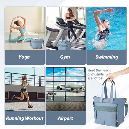 Travel Bag - Women's Travel Bag - Sports & Fitness Bag - Yoga Bag - Sports Bag - Carry-On Luggage - Waterproof & Durable - 40x21x34 cm - Dry/Wet Separation Luggage - Weekend Bag - sky blue.