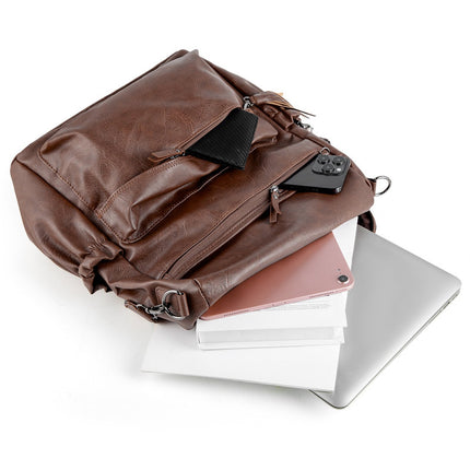 Brown Fashionable Large-Capacity Women's Backpack - Waterproof, Durable, High-Quality PU Leather - Travel Backpack - Vintage-Style PU Leather Backpack.