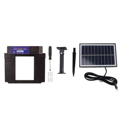Automatic Chicken Door with Timer Solar Battery Powered LED Display Double Doors Electric Chicken Coop Opener Dark Brown