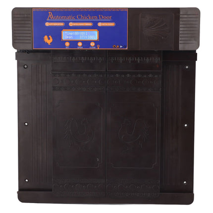 Automatic Chicken Door with Timer Solar Battery Powered LED Display Double Doors Electric Chicken Coop Opener Dark Brown