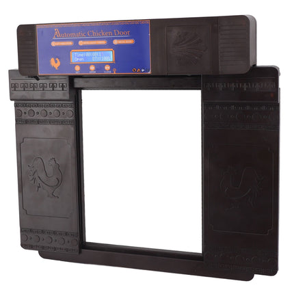 Automatic Chicken Door with Timer Solar Battery Powered LED Display Double Doors Electric Chicken Coop Opener Dark Brown