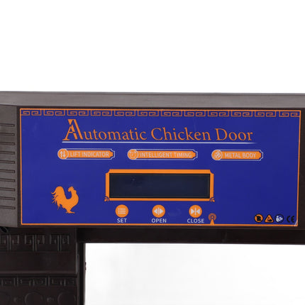 Automatic Chicken Door with Timer Solar Battery Powered LED Display Double Doors Electric Chicken Coop Opener Dark Brown