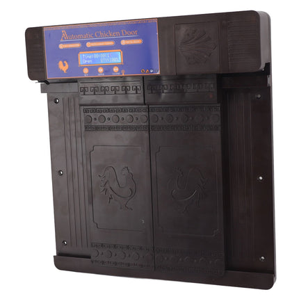 Automatic Chicken Door with Timer Solar Battery Powered LED Display Double Doors Electric Chicken Coop Opener Dark Brown