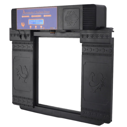Automatic Chicken Coop Door Opener Anti Pinch IP45 Waterproof Solar Powered Poultry Coop Door with Timer Black
