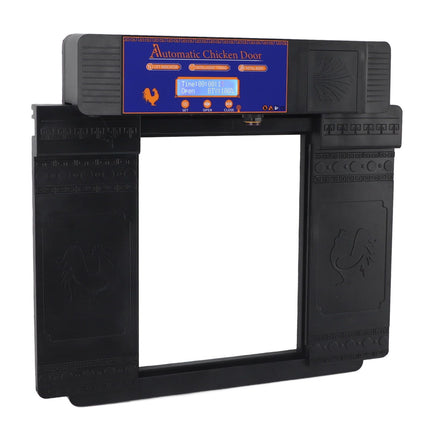 Automatic Chicken Coop Door Opener Anti Pinch IP45 Waterproof Solar Powered Poultry Coop Door with Timer Black