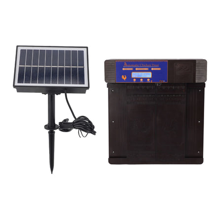 Automatic Chicken Coop Door Opener Anti Pinch IP45 Waterproof Solar Powered Poultry Coop Door with Timer Dark Brown