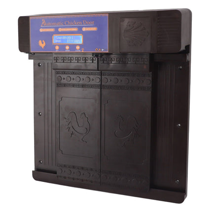 Automatic Chicken Coop Door Opener Anti Pinch IP45 Waterproof Solar Powered Poultry Coop Door with Timer Dark Brown