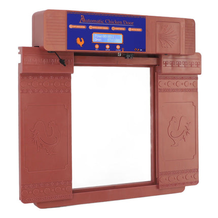 Automatic Chicken Coop Door Light Sensor Double Door Anti Pinch Chicken Coop Door Opener with Timer LCD Screen Low Battery Alert Antique Bronze