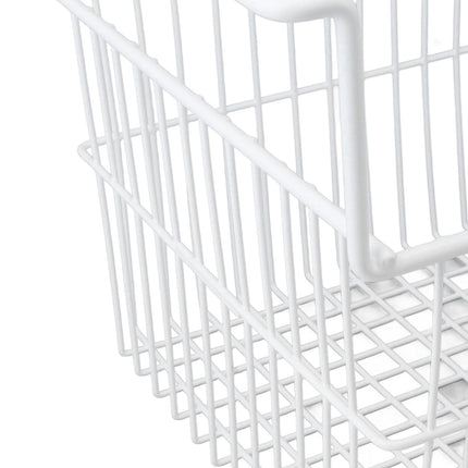 2Pcs Freezer Organizer Bins Steel Wire Large Capacity Strong Bearing Freezer Basket with Handle for Closet Countertops 49.5 X 29 X 27cm / 19.5 X 11.4 X 10.6in (L X W X H) with 9cm / 3.5in Handle