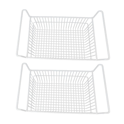 2Pcs Freezer Organizer Bins Steel Wire Large Capacity Strong Bearing Freezer Basket with Handle for Closet Countertops 49.5 X 29 X 27cm / 19.5 X 11.4 X 10.6in (L X W X H) with 9cm / 3.5in Handle