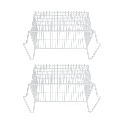 2Pcs Freezer Organizer Bins Steel Wire Large Capacity Strong Bearing Freezer Basket with Handle for Closet Countertops 49.5 X 29 X 27cm / 19.5 X 11.4 X 10.6in (L X W X H) with 9cm / 3.5in Handle
