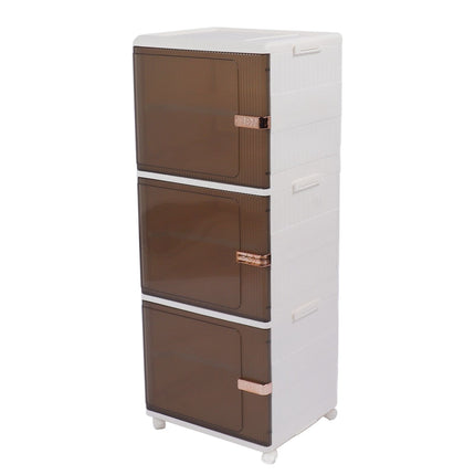 Collapsible Storage Bins Large Capacity Movable Dustproof Stackable Closet Organizer Bins with Universal Wheel Magnetic Door 3 Layer 15.75 X 13.19 X 40.94in