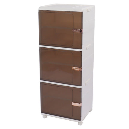 Collapsible Storage Bins Large Capacity Movable Dustproof Stackable Closet Organizer Bins with Universal Wheel Magnetic Door 3 Layer 15.75 X 13.19 X 40.94in