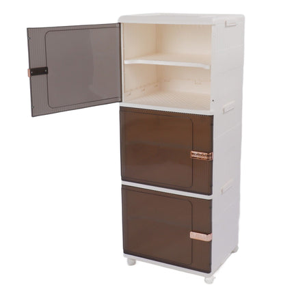 Collapsible Storage Bins Large Capacity Movable Dustproof Stackable Closet Organizer Bins with Universal Wheel Magnetic Door 3 Layer 15.75 X 13.19 X 40.94in