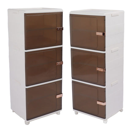 Collapsible Storage Bins Large Capacity Movable Dustproof Stackable Closet Organizer Bins with Universal Wheel Magnetic Door 3 Layer 15.75 X 13.19 X 40.94in