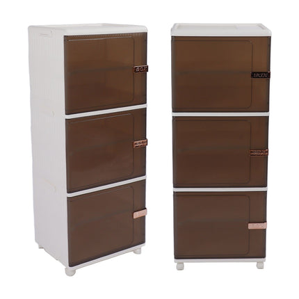 Collapsible Storage Bins Large Capacity Movable Dustproof Stackable Closet Organizer Bins with Universal Wheel Magnetic Door 3 Layer 15.75 X 13.19 X 40.94in