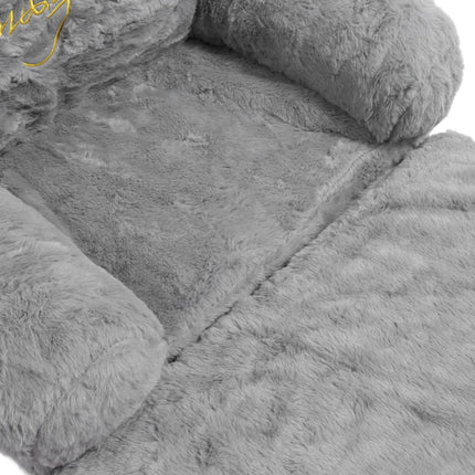 Kids Sofa for Baby Toddler Cute Cartoon Cat Convertible Armrest Chair Fold Out Couch Bed for Napping Playing Sleeping Grey 2 Layers